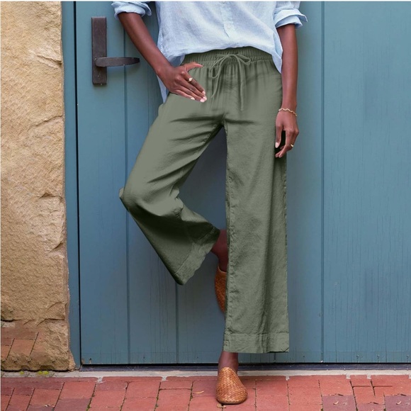 Old Navy Pants - Old Navy linen-blend wide-leg pants in olive green NWT Size XL SP17